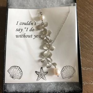 Orchid Cascading Pearl Necklace Wedding Bridesmaid